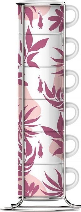 Bialetti Bialetti Primavera Zestaw 6 filiżanek do espresso na stojaku - Różowy