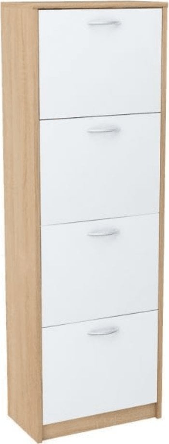 Szafka na buty do przedpokoju, Classic, 50x28x152 cm, dąb sonoma, biel, mat | TYLETEGOTU