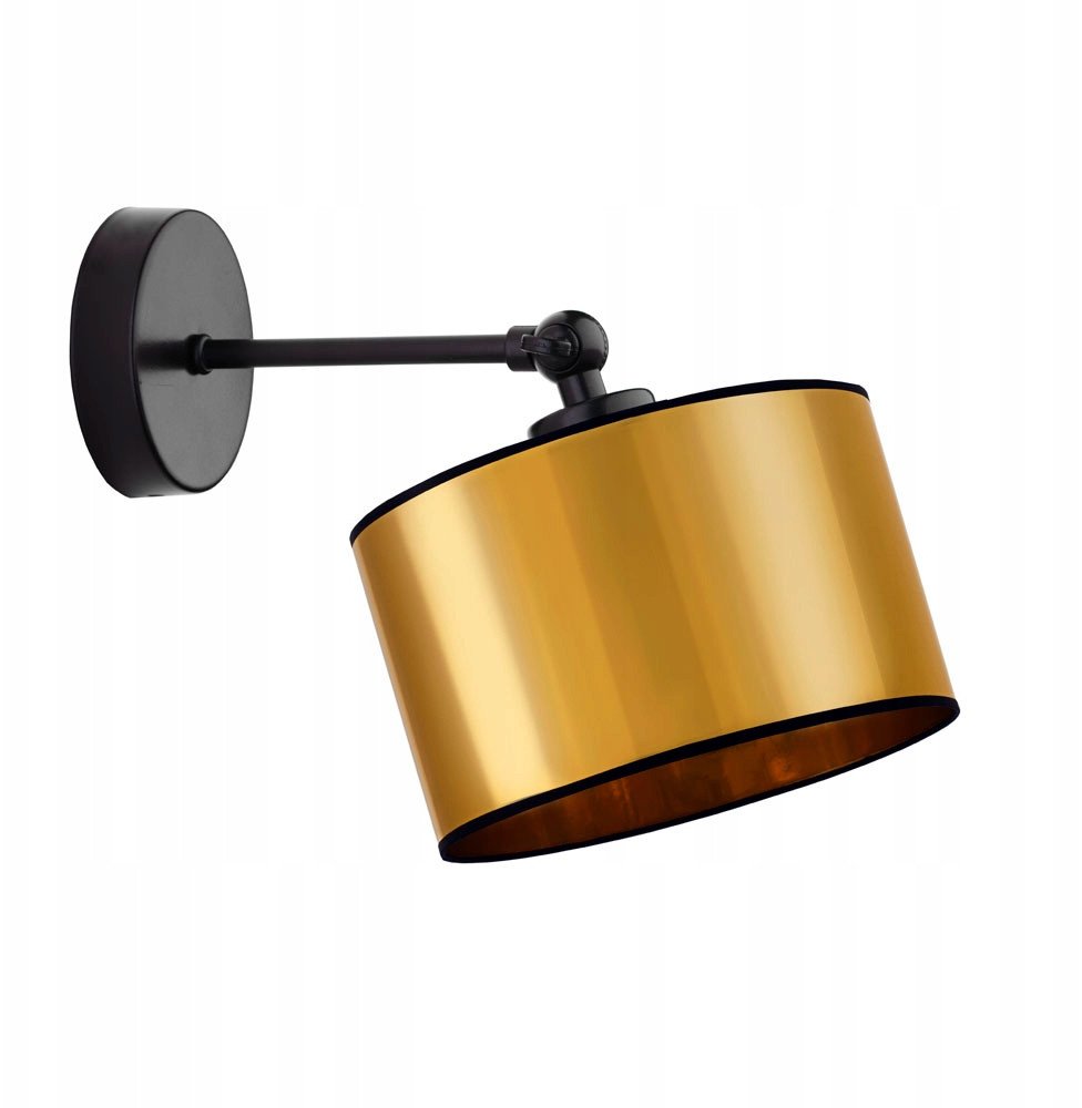 Czarno-złoty ledowy kinkiet ścienny TETE MIRROR na regulowanym ramieniu