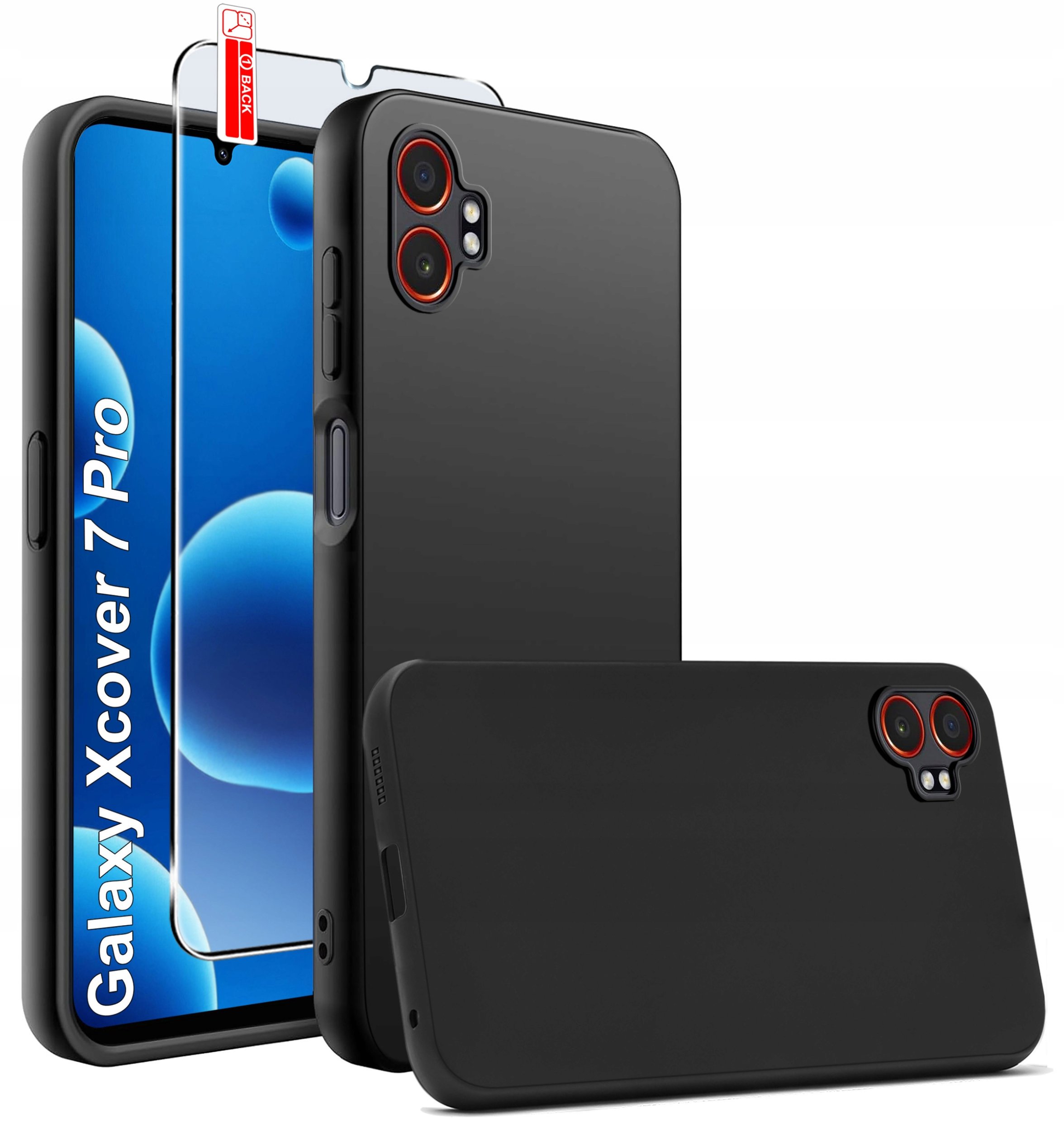 Etui Czarne Matowe Silikon Slim do Samsung Xcover 7 Pro + SZKŁO 9H
