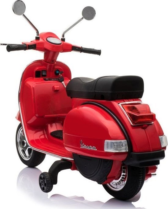 Import SUPER-TOYS ORYGINALNA VESPA PX150, MIĘKKIE KOŁA, MIĘKKIE SIEDZENIE, KUFEREK/PX150