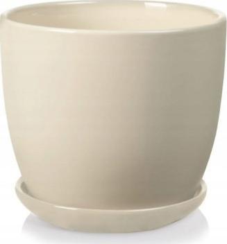 Polnix Doniczka ceramiczna z podstawką 13 cm kremowa