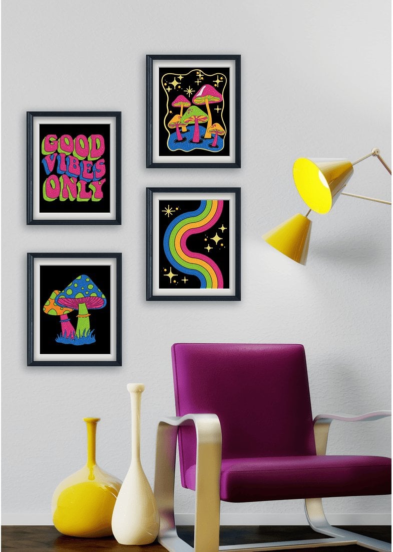 DIAMOND DOTZ ADULTS FLOCKED NEON GOOD VIBES