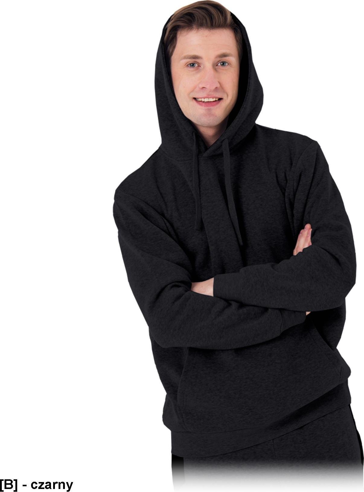 R.E.I.S. KANGU - bluza polarowa, 100% poliester, 220 g/m2, kaptur ściągany troczki, jedna kieszeń w dolnej części bluzy, dół bluzy rękawy - czarny L