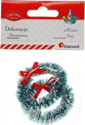 Titanum Wianek plastikowy 45mm zielony z kokardką 2szt.