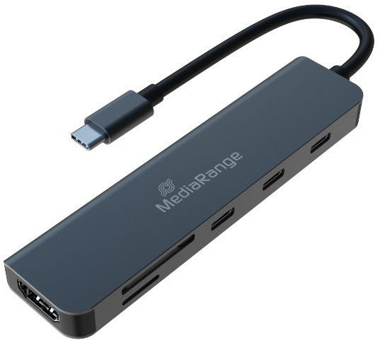 MediaRange HUB USB-C 6 in 1 Multiport Adapter, silber