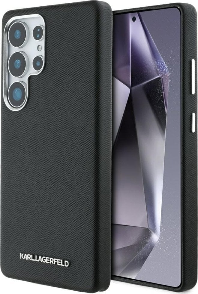 Karl Lagerfeld Etui Saffiano Full Wrapped Elongated Metal Logo MagSafe do Samsung Galaxy S25 Ultra czarny