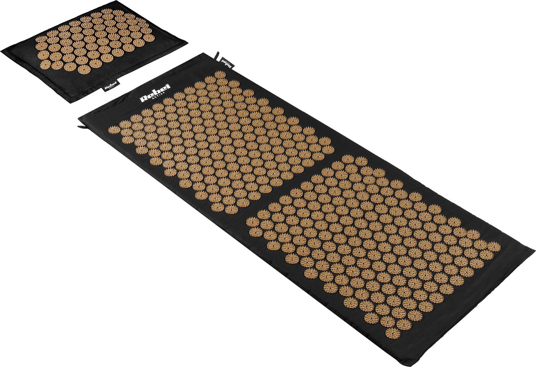 Mata zdrowotna ECO z kolcami do akupresury z poduszką, 110x42cm, XL, szare kolce, Rebel Active