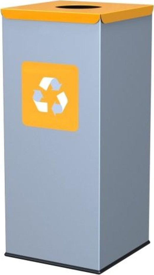 GSG24 Metalowy kosz do segregacji śmieci 30x30x70cm 60L PLASTIK - pokrywa żółta