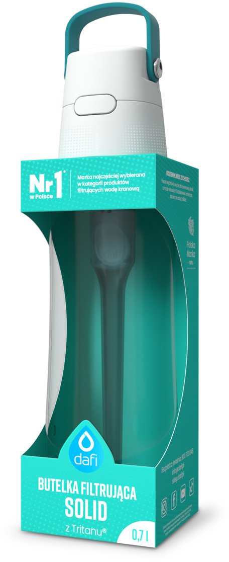 Butelka filtrująca Dafi SOLID 0,7 l turkusowa + filtr węglowy