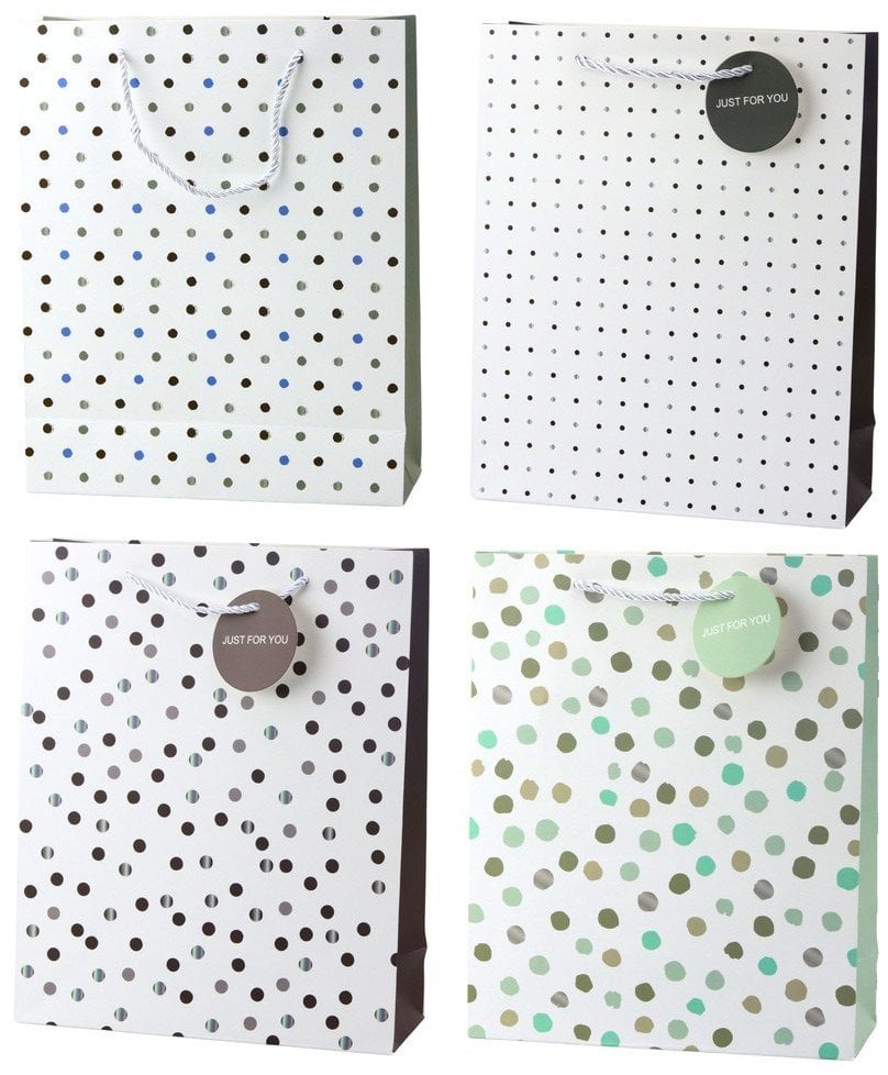 Torba Prezentowa Klasyczna W Kropki Zawieszka Just For You 32 x 26 x 10 cm