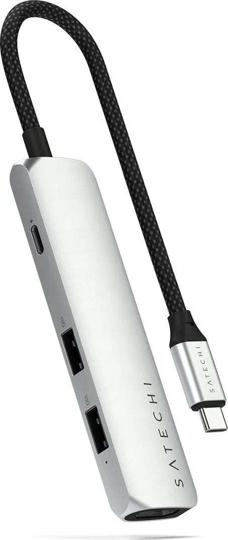 HUB Satechi 4-in-1 USB-C Slim Multiport Adapter 4K USB-C / 2xUSB-A, USB-C, 4K HDMI silver