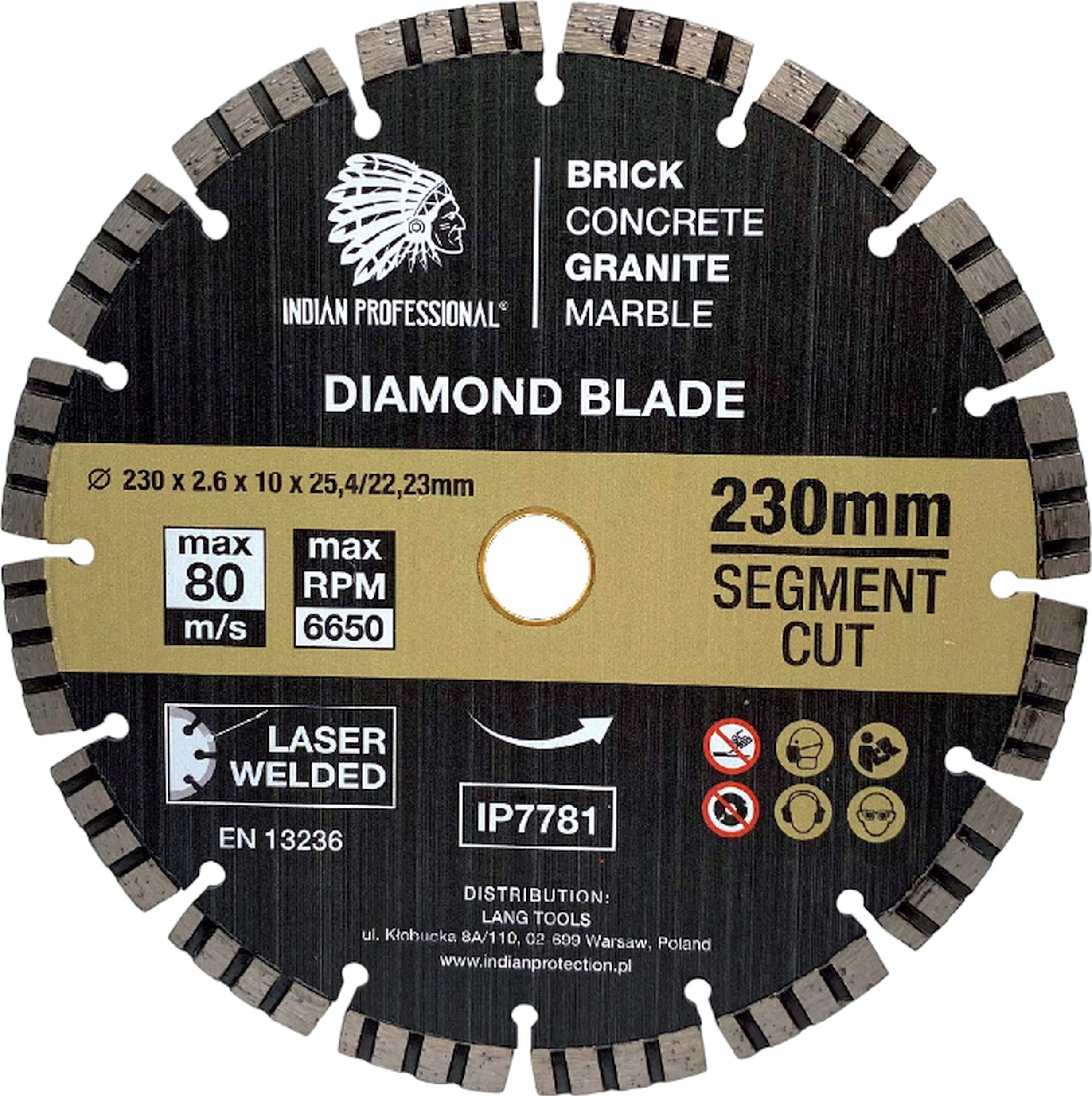 INDIAN PROFESSIONAL TARCZA DIAMENTOWA 230mm SEGMENT TURBO CUT INDIAN PROFESSIONAL