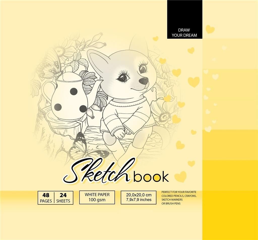 Fresh Szkicownik 20x20cm 48k żółty