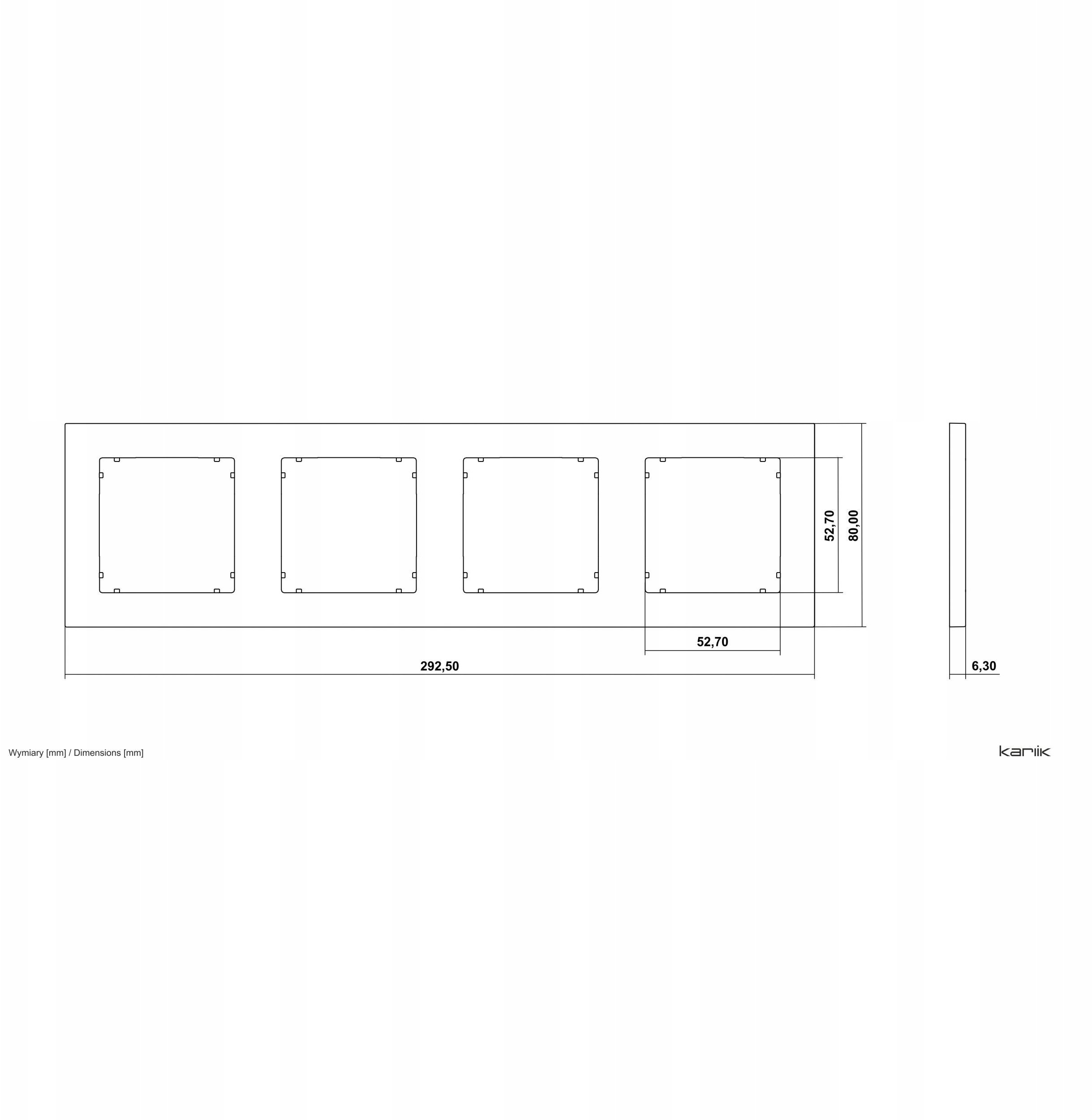 MINI Ramka uniwersalna poczwórna kwadratowa z tworzywa szałwiowy 61MR-4