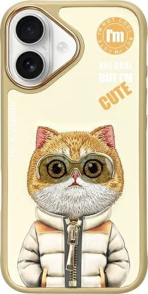 Nimmy iPhone 16 6.1" case khaki Cool&Cute 2.0 Cat