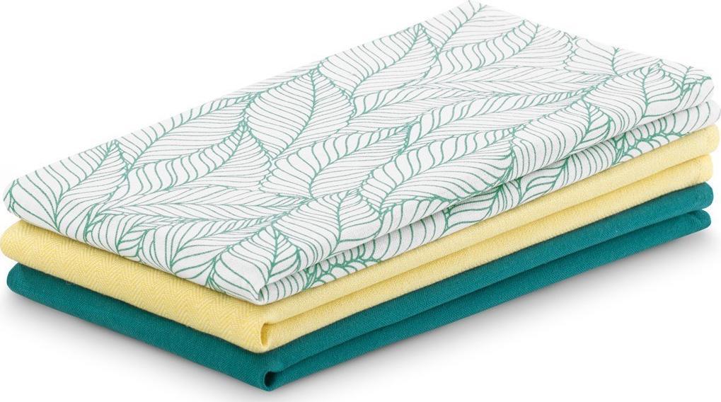 AmeliaHome KIT/AH/LETTY/MIX/GRAIN/TURQS&YELLOW/3PACK/50X70