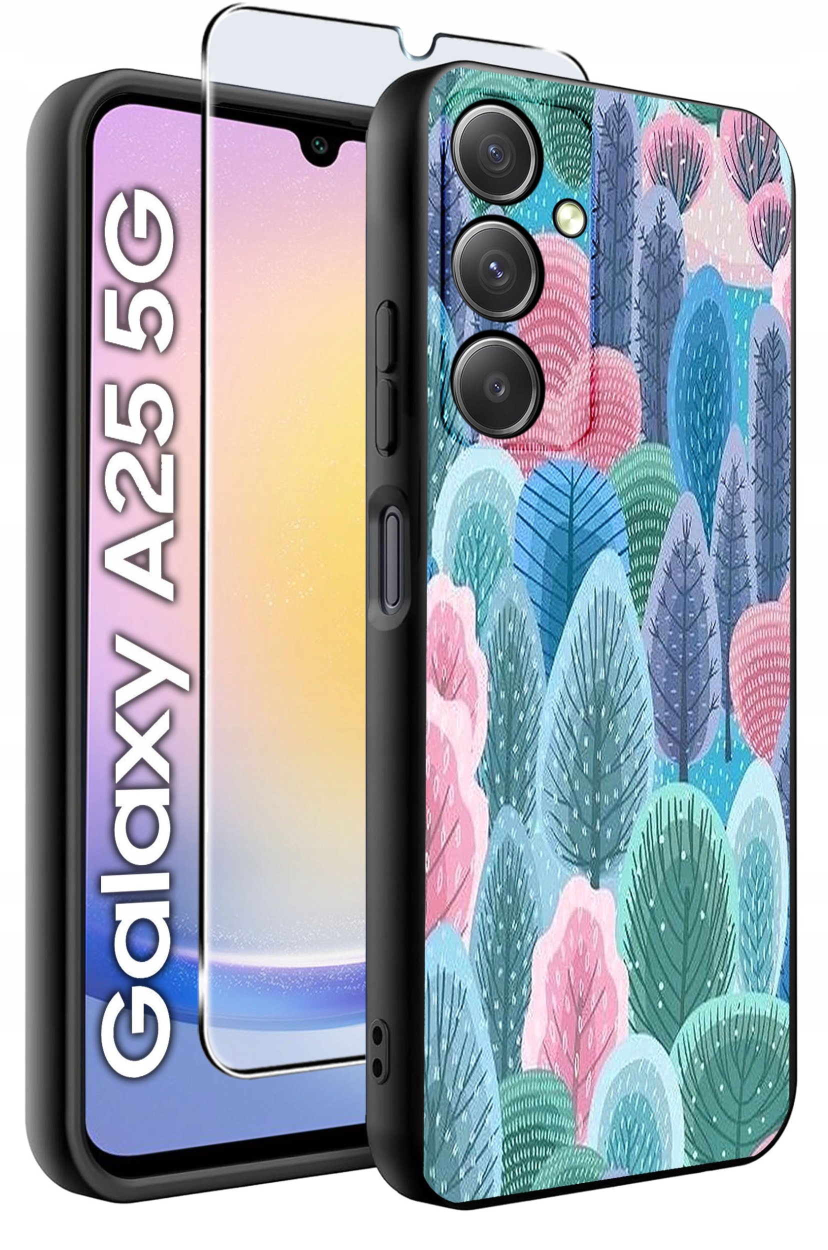 ETUI do Samsung A25 5G WZORY | SILIKONOWE MATT CASE + SZKŁO HARTOWANE 9H