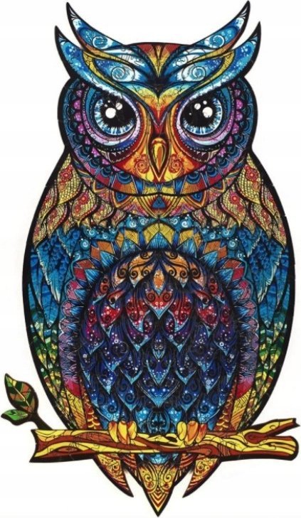 Pan i Pani Gadżet Puzzle Drewniane Dla Dorosłych Kolorowa Urocza Sowa