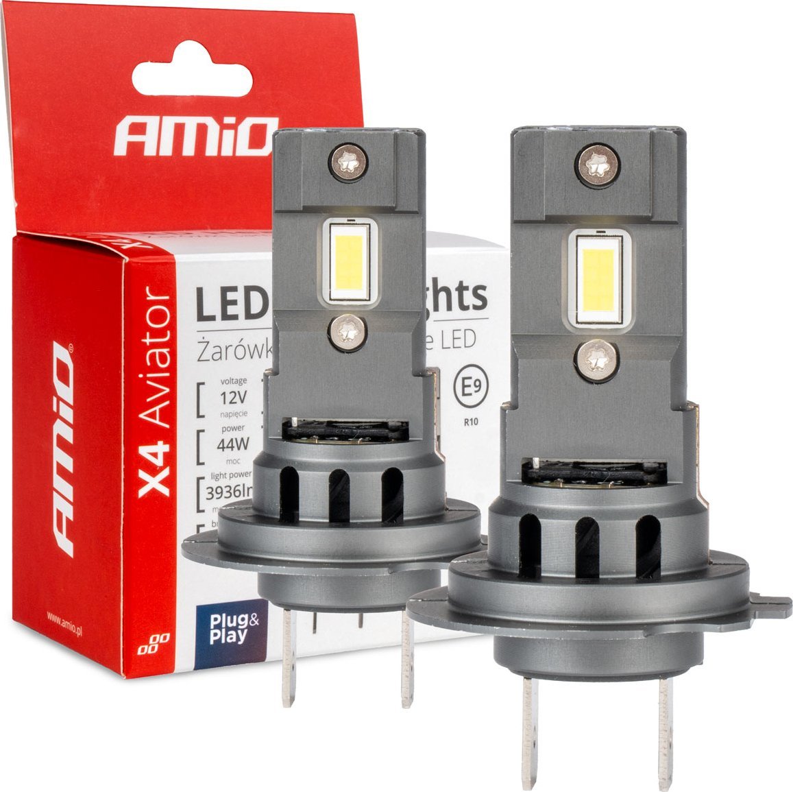 AMiO Żarówki samochodowe led seria x4 aviator h7/h18 6500k canbus amio-03764