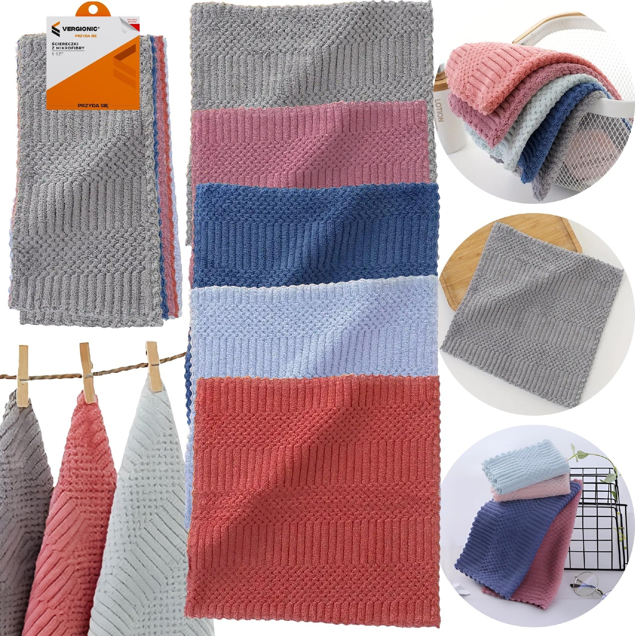 VERGIONIC 5x MIĘKKIE ŚCIERECZKI Z MIKROFIBRY ŚCIERKA CHŁONNA SZMATKA 30x30cm