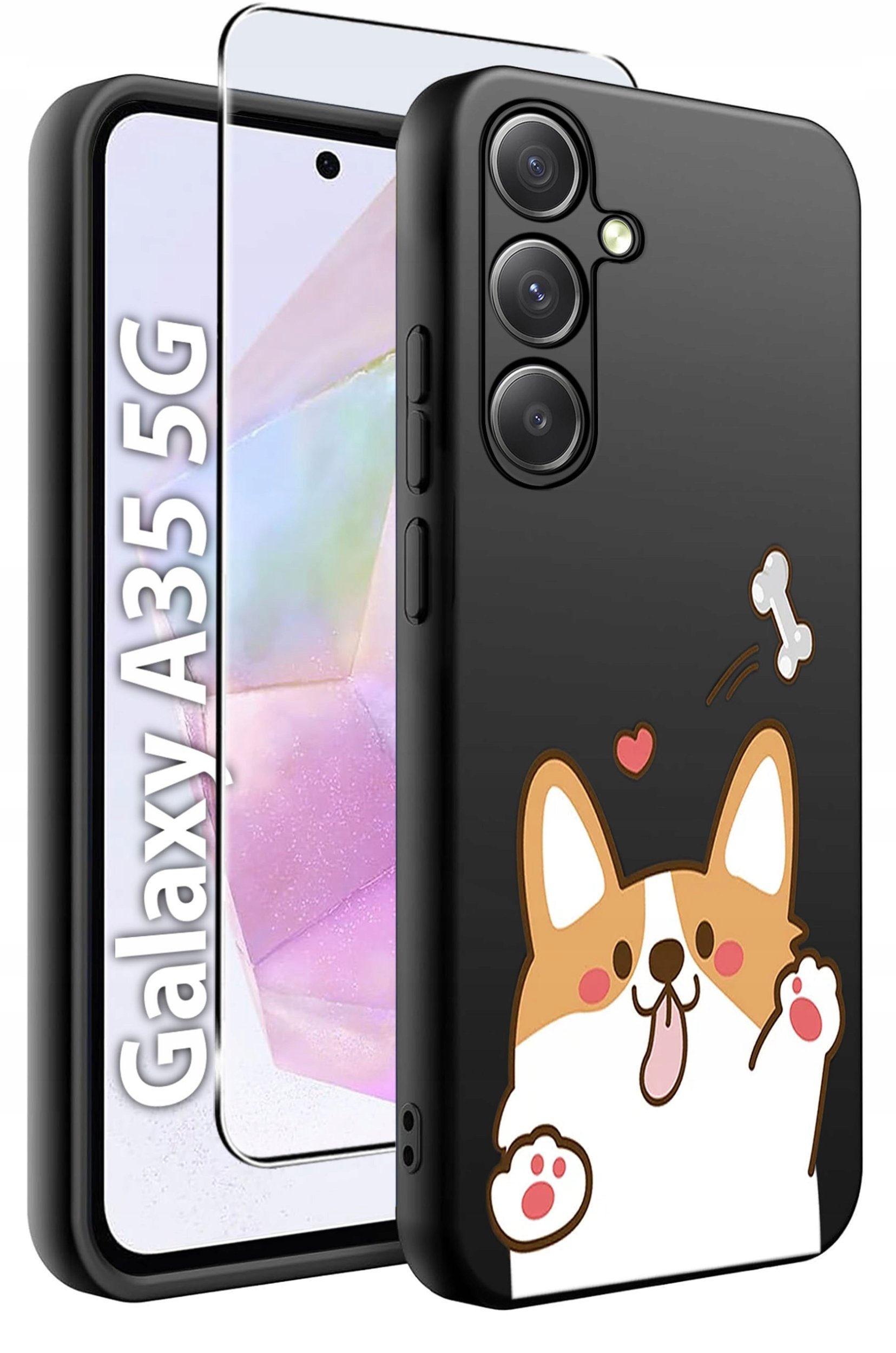 krainaGSM ETUI do Samsung A35 5G WZORY SILIKONOWE MATT CASE + SZKŁO HARTOWANE 9H