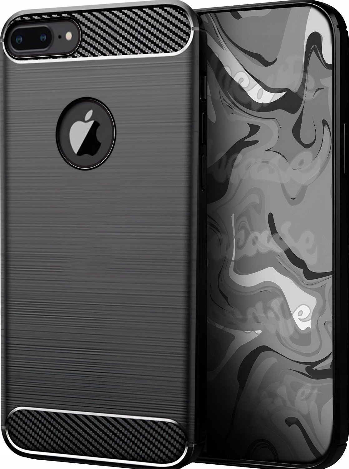 Hello Case ETUI DO IPHONE 7 PLUS / 8 PLUS | PANCERNE KARBON CASE CZARNE