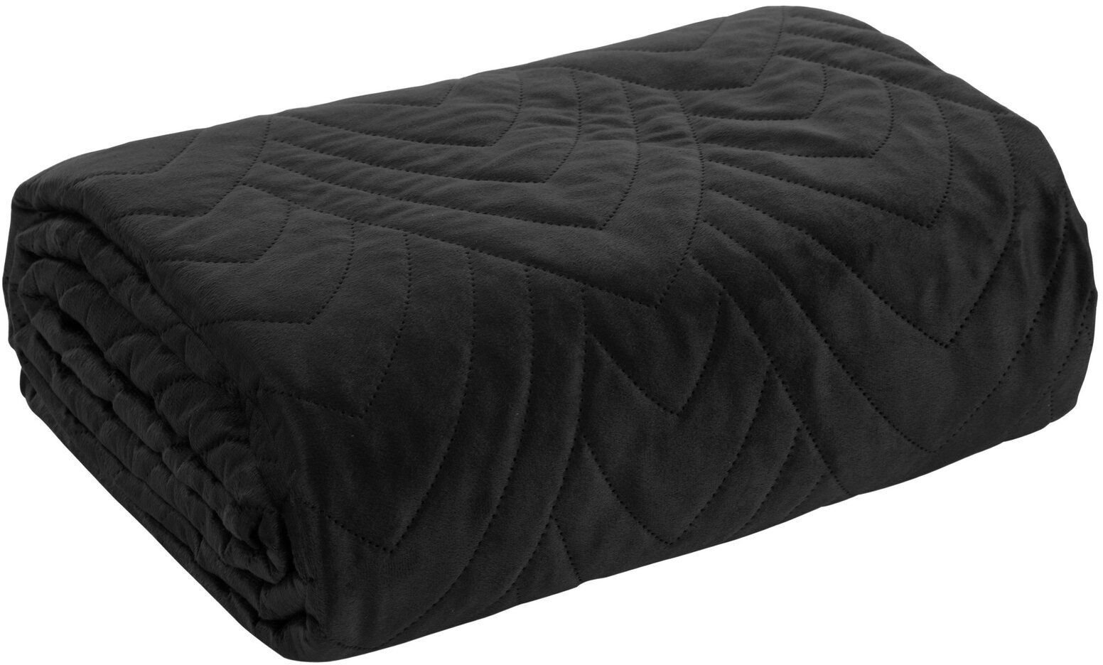 Narzuta welurowa LUIZ6 pikowana 220x240 cm hot press czarna na łóżko