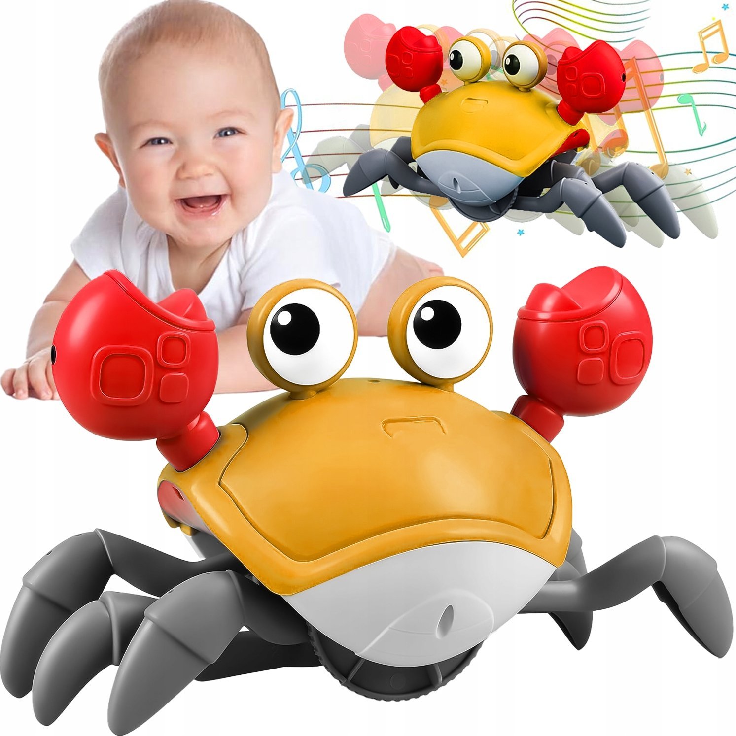 ZABAWKA UCIEKAJĄCY KRAB DLA DZIECI POMARAŃCZOWY QC-1Y