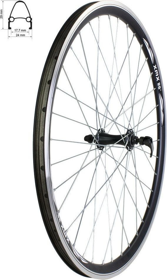 Stars Circle Koło przód 26 obręcz XMX stożek czarna-piasta QR aluminiowe łożyska maszynowe czarna Uniwersalny