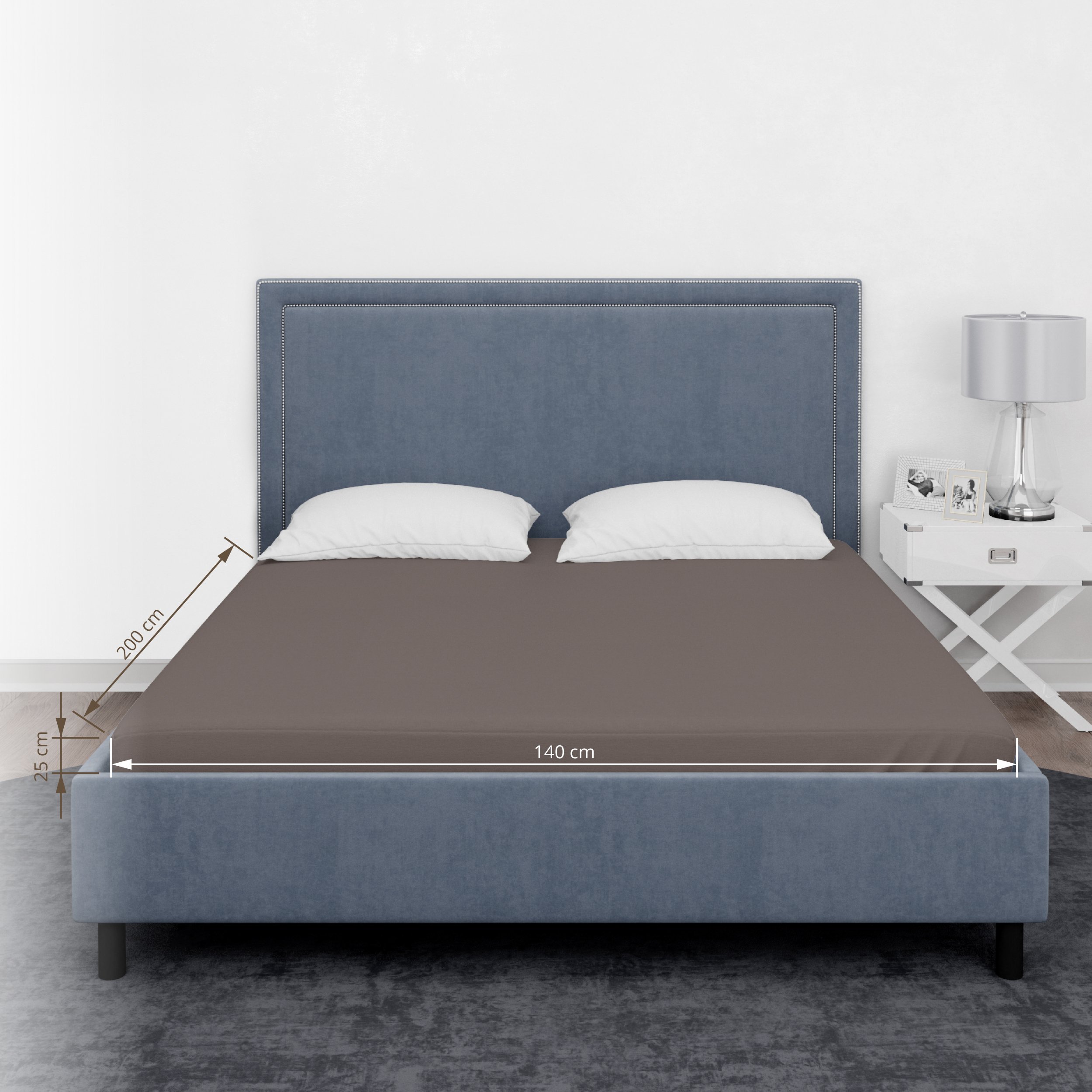 FITTED SHEET SATEEN 140X200+25 TAUPE