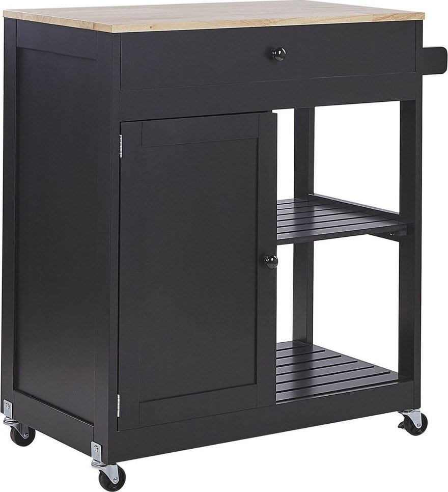 Beliani Wózek kuchenny z szufladą czarny TRAPANI!