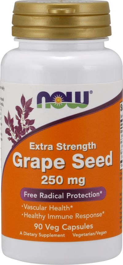 NOW Foods NOW Foods - Ekstrakt z Pestek Winogron, 250mg, 90 vkaps