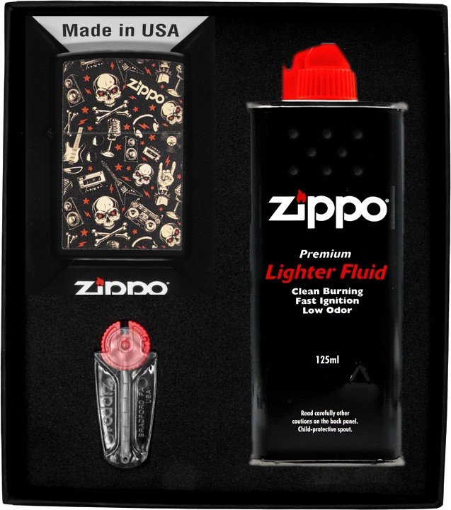 Zestaw ZIPPO Zapalniczka GRUNT PATTERN WITH SKULL Prezentowy No1