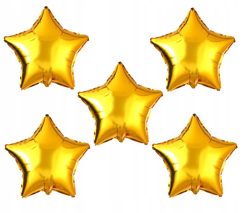 Balon Gwiazda Złota Foliowy Gwiazdka Święta Walentynki 45cm 5 szt.