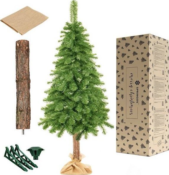 Springos Choinka na pniu 160 cm sztuczna sosna naturalna UNIWERSALNY