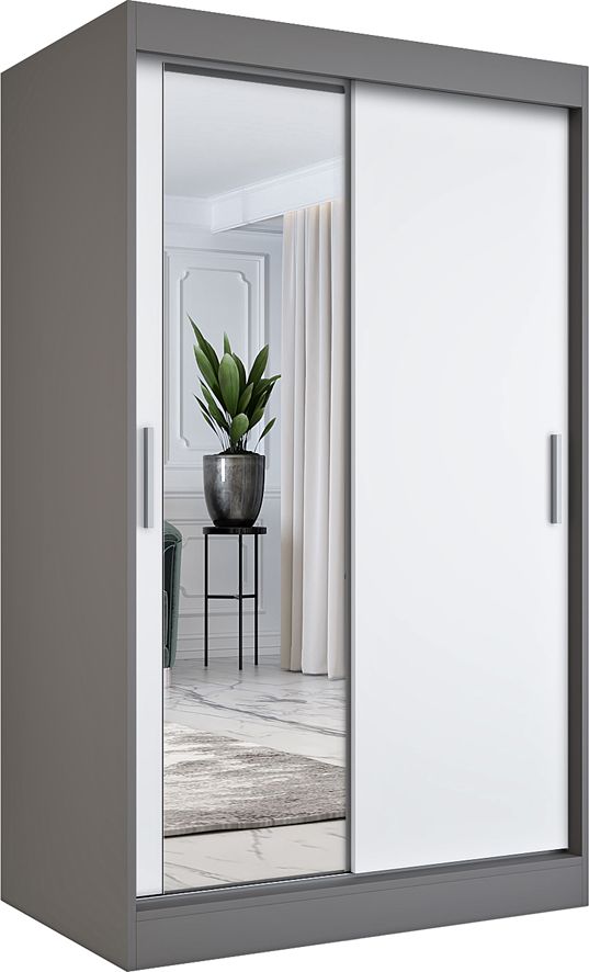 Elior Antracytowa szafa przesuwna z białym frontem - Lenora 3X