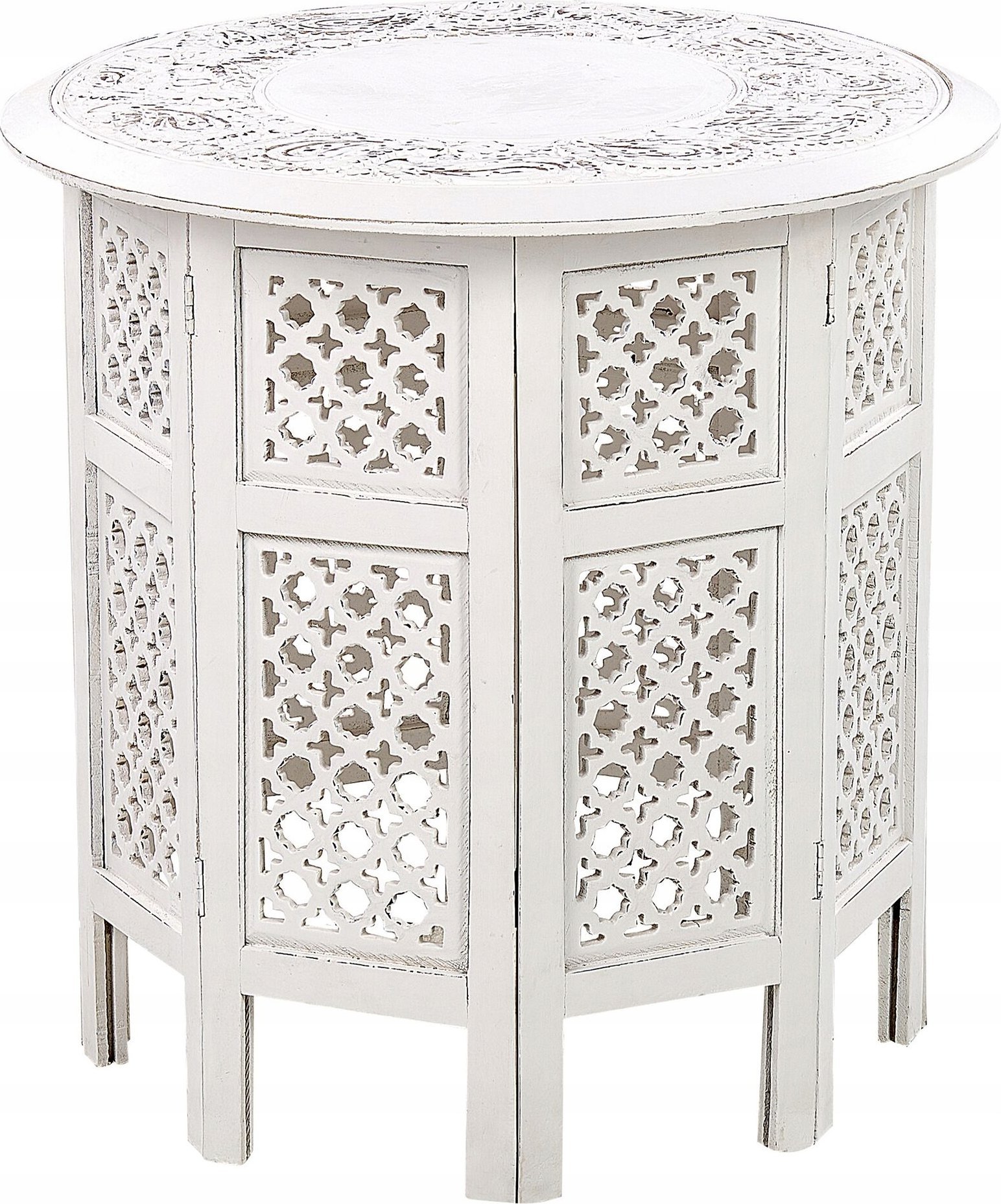 Beliani Stolik pomocniczy drewno mango złamana biel ELARA