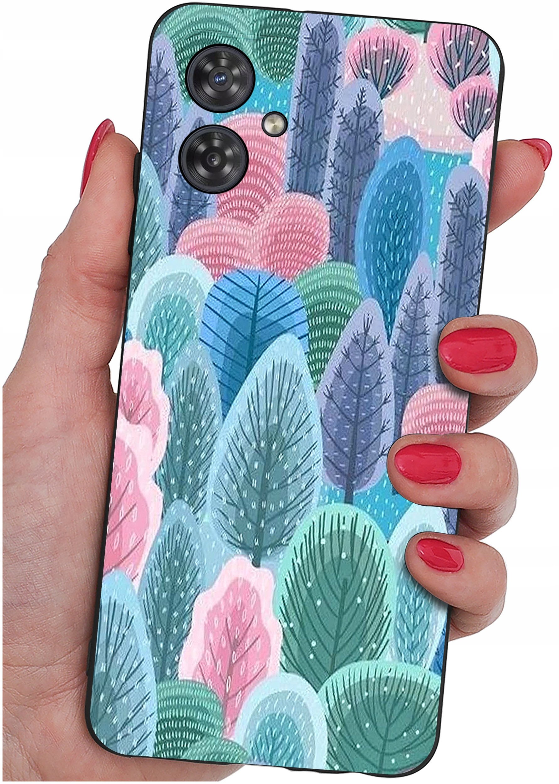 Etui do Motorola G54 5G|Power Edition WZORY |SILIKONOWE MATT CASE + SZKŁO