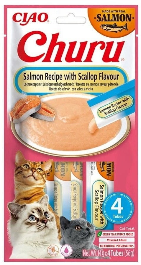 INABA CAT CHURU SALMON WITH SCALLOP 4x14g (56g)