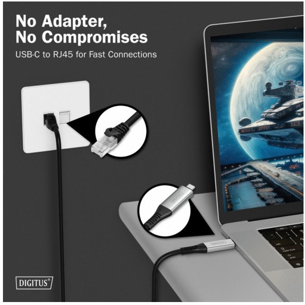 Kabel USB Digitus USB-C - RJ-45 2 m Czarny (AK-300601-020-S)