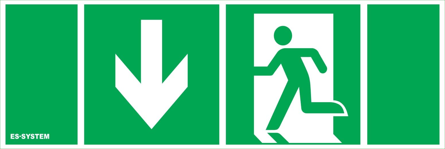 Es-System Piktogram 100x300 (111x311) Drzwi ewakuacyjne W dół lewo (9849381)