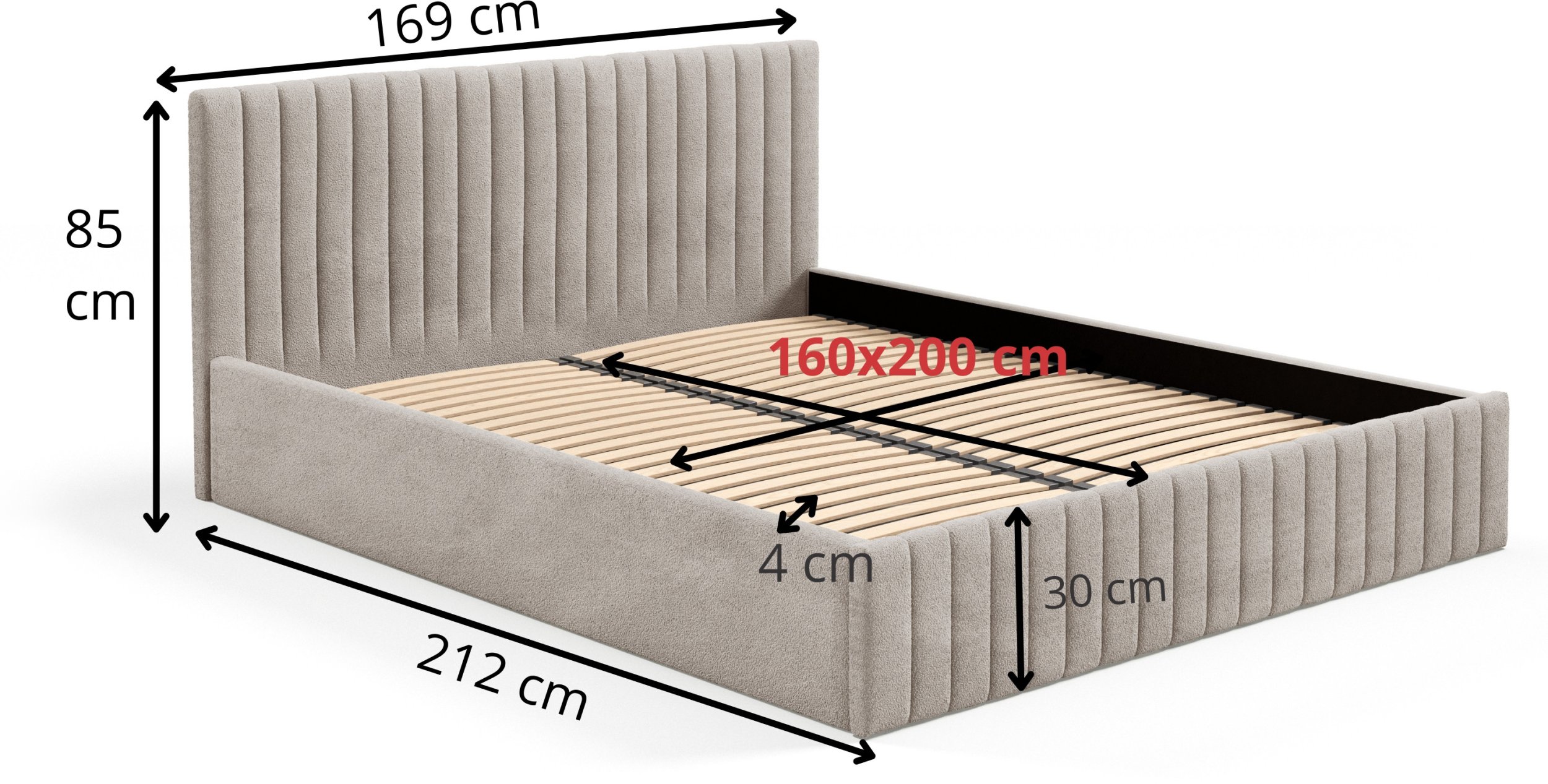 ŁÓŻKO SOLA 160X200 stelaż metalowy , POJEMNIK , BOUCLE , BUKLA quelle 05