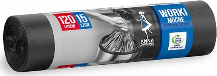 Anna Zaradna Worki na śmieci ANNA ZARADNA, mocne, 120 l, 15 szt., czarne