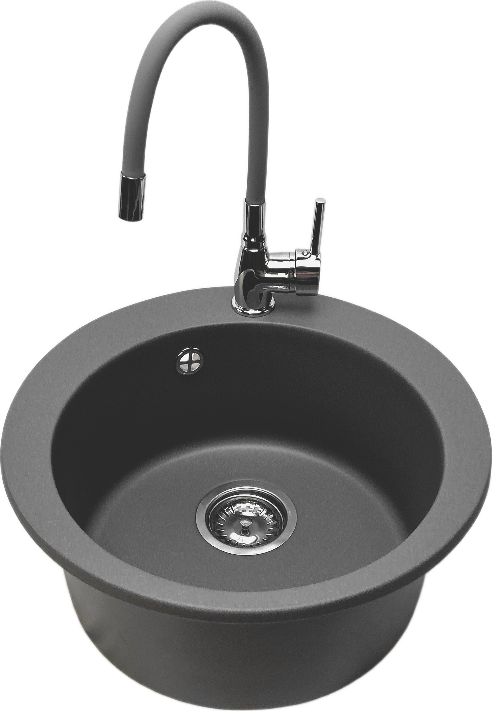 Zlewozmywak PREHNIT Zlewozmywak jednokomorowy VIVA szary + bateria flex LAVO