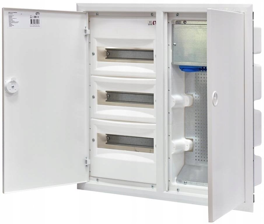 Eti-Polam Rozdzielnica hybrydowy 3x12 podtynkowy drzwi metalowy biały / IP40 400V AC / ERP12-3-3H MEDIA 001101374