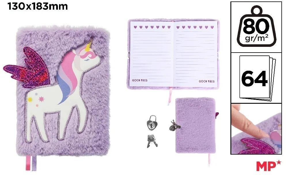 Notes pluszowy z kłódką Unicorn