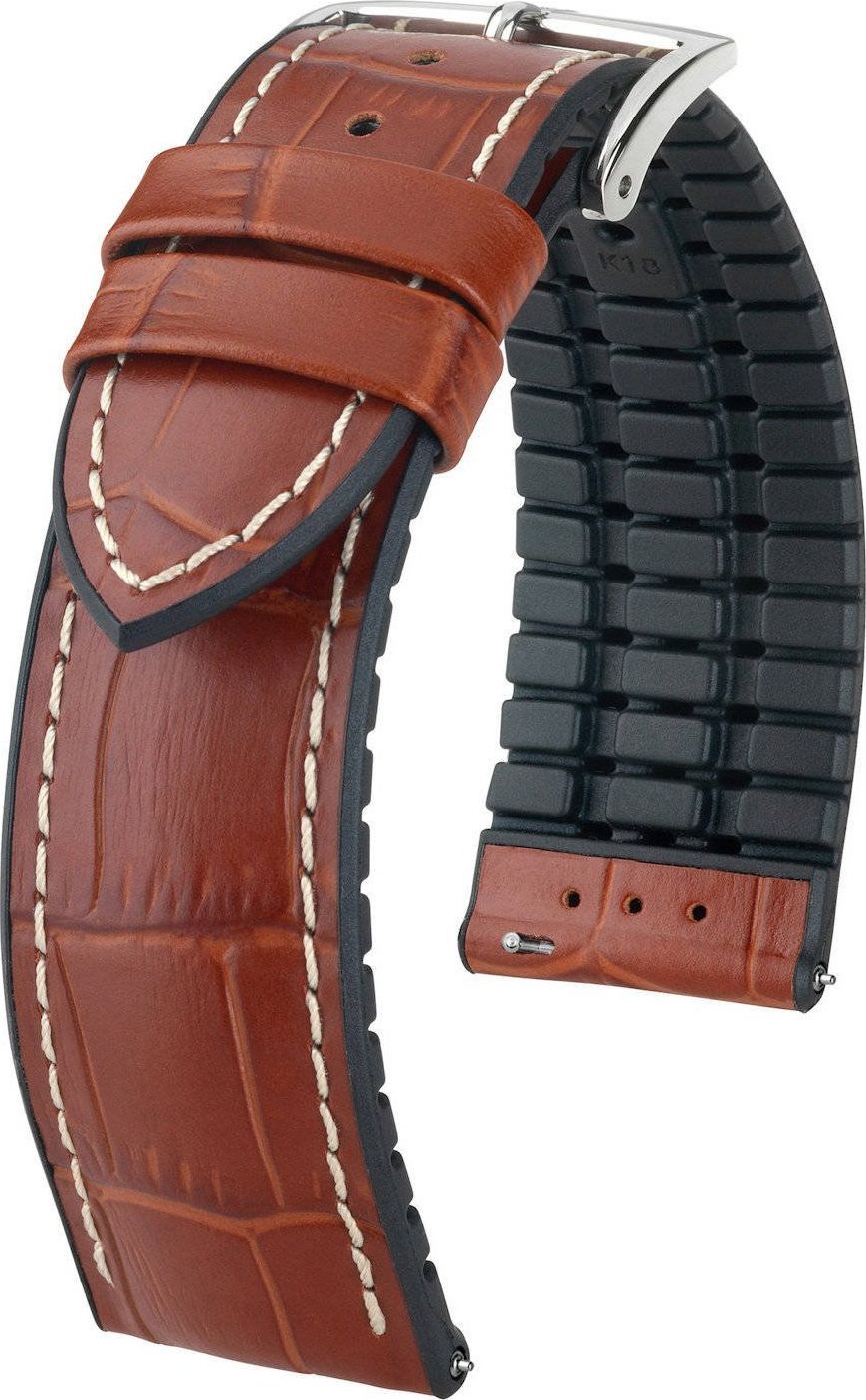 Hirsch Jasnobrązowo-czarny pasek skórzany 20 mm HIRSCH George 0925128070-2-20 (L)