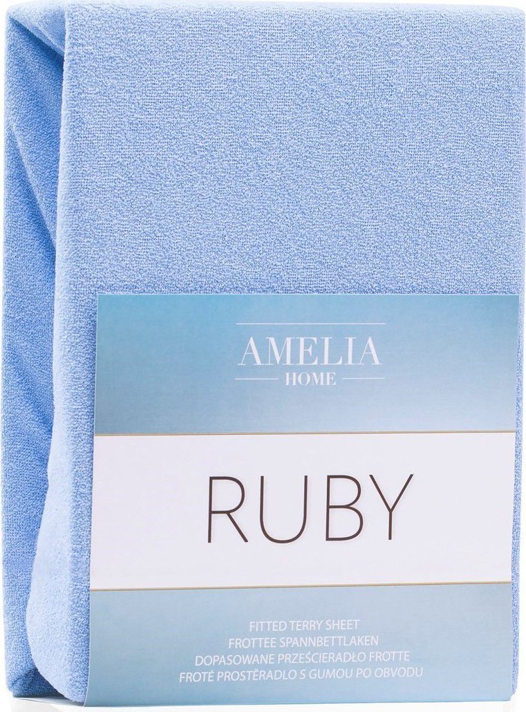 AmeliaHome AmeliaHome Prześcieradło RUBY styl klasyczny frotte z gumką 220x200 błękitny
