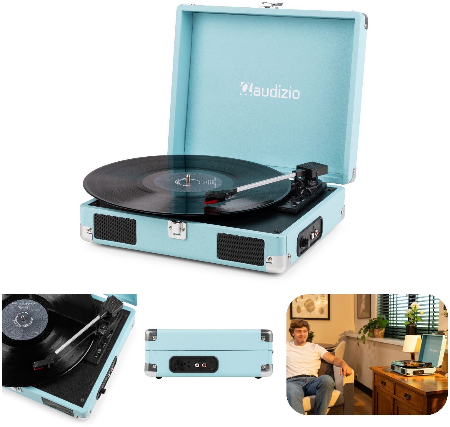 Gramofon Audizio Gramofon w walizce RP111BL niebieski one size